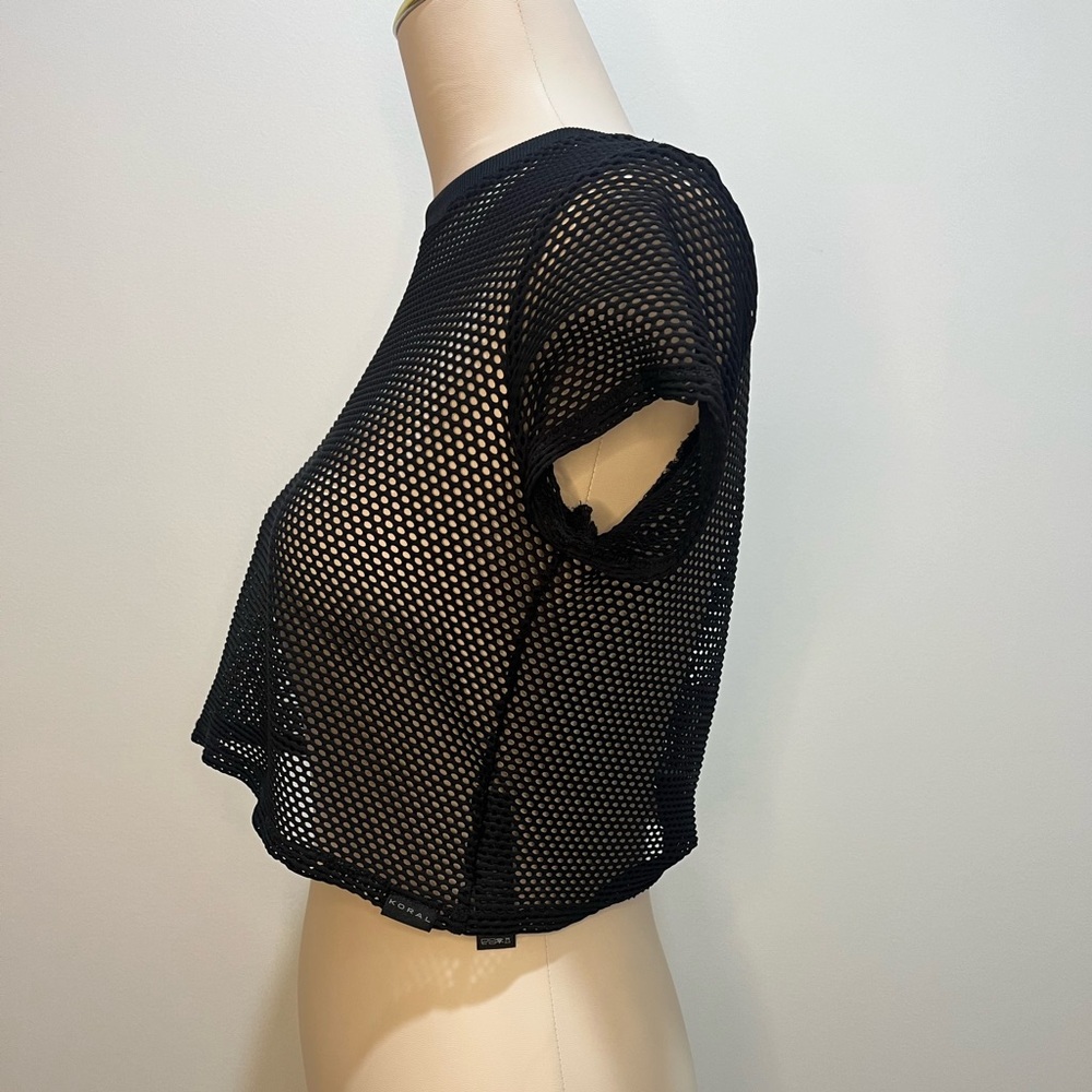 Koral Open Mesh Crop Crop Top in Black - Picture 6 of 8